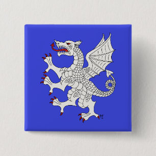 Bóton Quadrado 5.08cm Dragon Rampant Argent