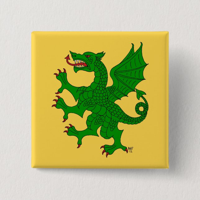 Bóton Quadrado 5.08cm Dragon Rampant Vert (Frente)