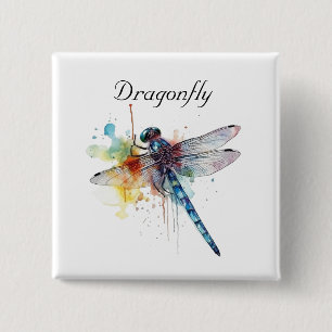Bóton Quadrado 5.08cm Dragonfly Colorida personalizável