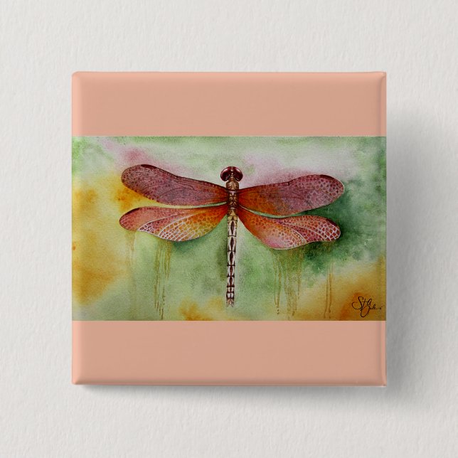 Bóton Quadrado 5.08cm Dragonfly Sunset (Frente)