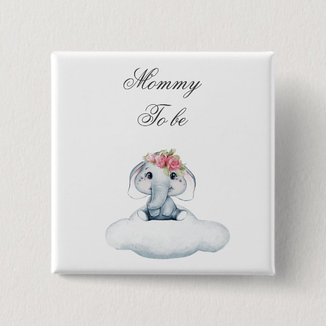 Bóton Quadrado 5.08cm Dreamy Days com Rosie, o Elefante. (Frente)