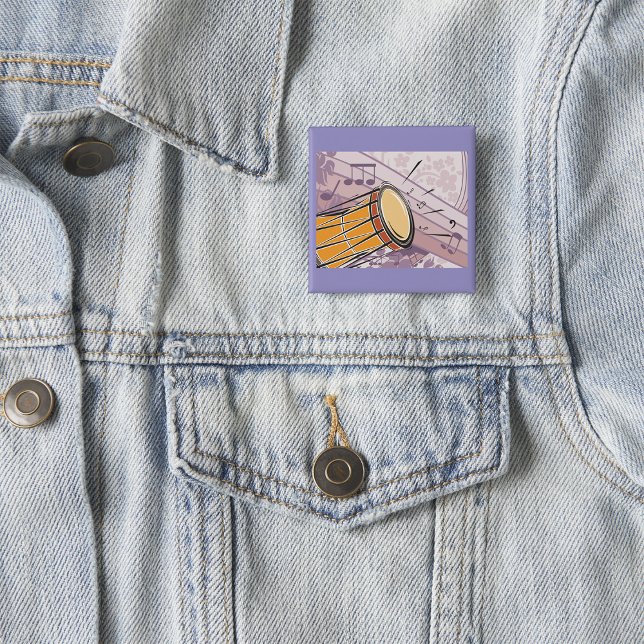 Bóton Quadrado 5.08cm Drum Bongo Tradicional Com Notas De Música (Criador carregado)