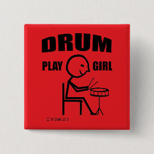 Bóton Quadrado 5.08cm Drum Play Girl
