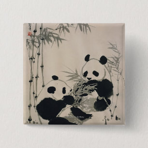 Bóton Quadrado 5.08cm Duas pandas