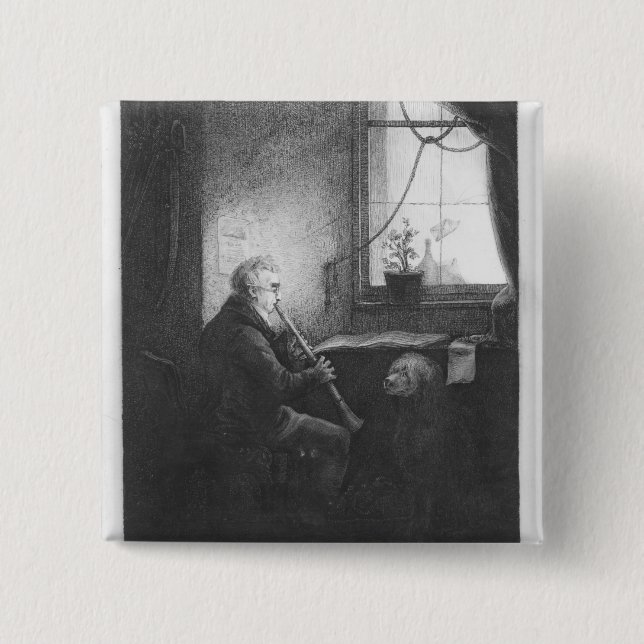 Bóton Quadrado 5.08cm Duque Esterhazy Playing o clarinete, 1809 (Frente)
