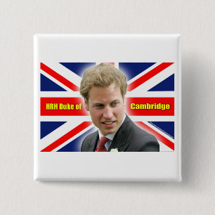 Bóton Quadrado 5.08cm Duque HRH de Cambridge - Incrível!