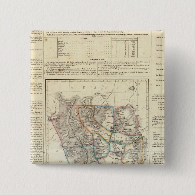 Bóton Quadrado 5.08cm Durango, México (Frente)