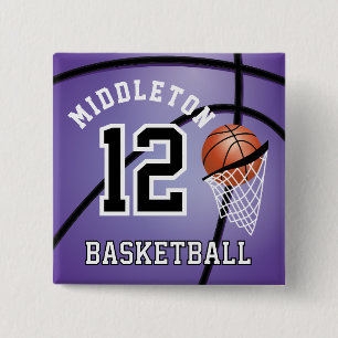 Bóton Quadrado 5.08cm 🏀 e Hoop de basquetebol DIY Texto