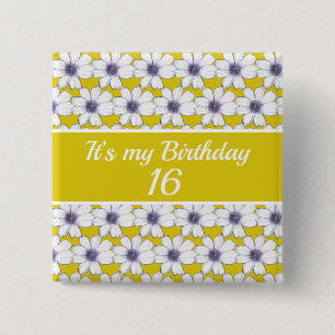 Bóton Quadrado 5.08cm É o meu Aniversário Personalizado