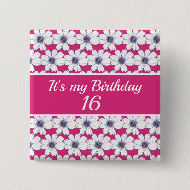 Bóton Quadrado 5.08cm É o meu Aniversário Personalizado (Frente)