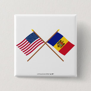 Bóton Quadrado 5.08cm E.U. e bandeiras cruzadas Moldova