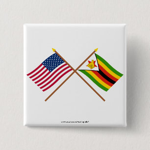 Bóton Quadrado 5.08cm E.U. e bandeiras cruzadas Zimbabwe
