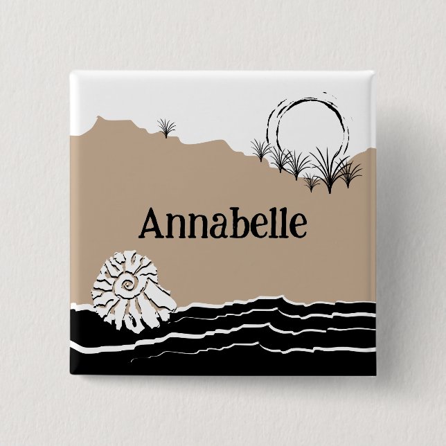 Bóton Quadrado 5.08cm É um nome de Festa de aniversário de praia (Frente)