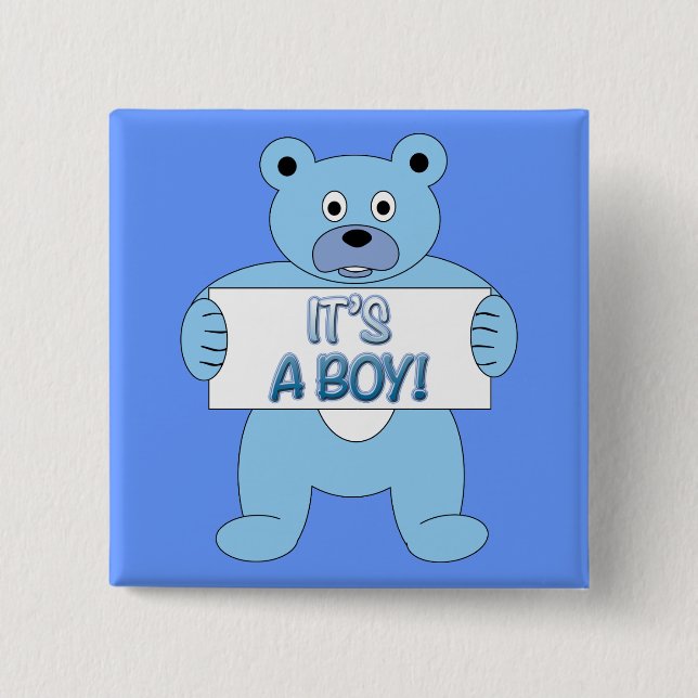 Bóton Quadrado 5.08cm É um Urso Azul (Frente)