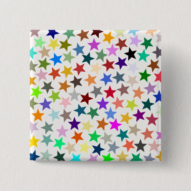 Bóton Quadrado 5.08cm É uma festa do Arco-íris, padrão de estrelas multi (Frente)