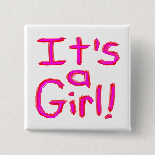 Bóton Quadrado 5.08cm É uma garota! (Frente)