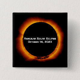 Bóton Quadrado 5.08cm Eclipse Solar Anular 2023