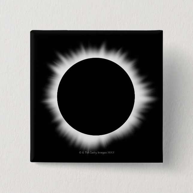 Bóton Quadrado 5.08cm Eclipse Solar com Corona (Frente)
