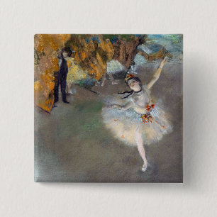 Bóton Quadrado 5.08cm Edgar Degas - A Estrela / Dançarina no Palco