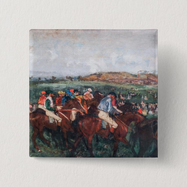 Bóton Quadrado 5.08cm Edgar Degas - Cavalheiros Race (Frente)