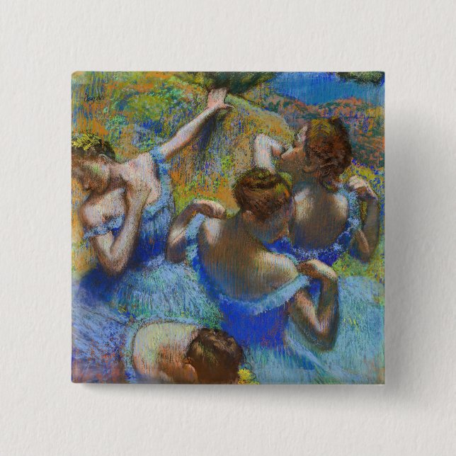 Bóton Quadrado 5.08cm Edgar Degas - Dançarinos Azuis (Frente)