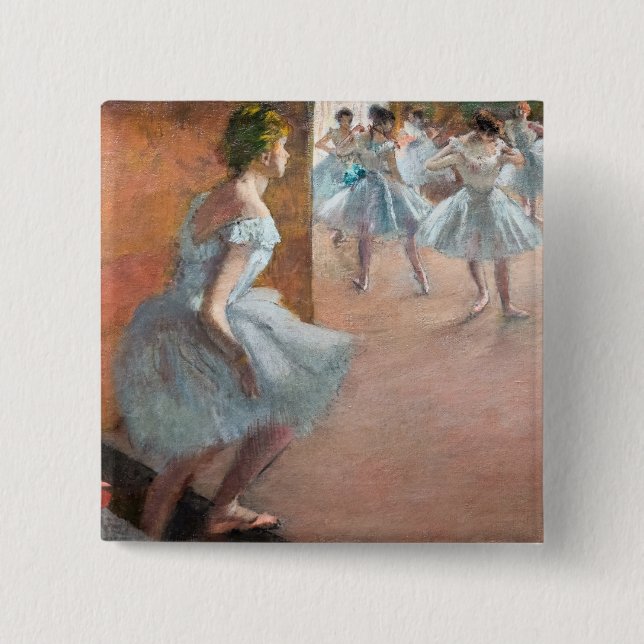 Bóton Quadrado 5.08cm Edgar Degas - Dançarinos Subindo uma Escada (Frente)