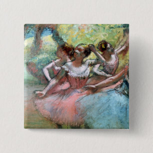 Bóton Quadrado 5.08cm Edgar Degas   quatro bailarinas no palco