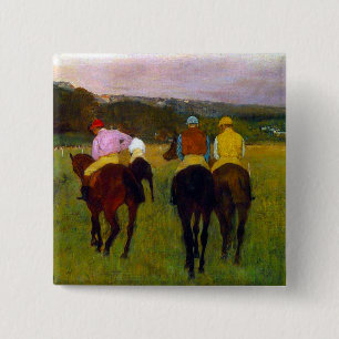 Bóton Quadrado 5.08cm Edgar Degas Race Horses em Longchamp