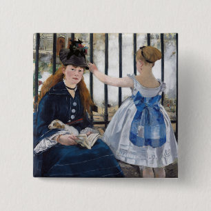 Bóton Quadrado 5.08cm Edouard Manet - A Via Ferroviária