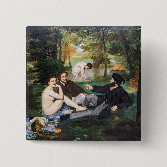 Bóton Quadrado 5.08cm Edouard Manet - Almoço na Relva (Frente)