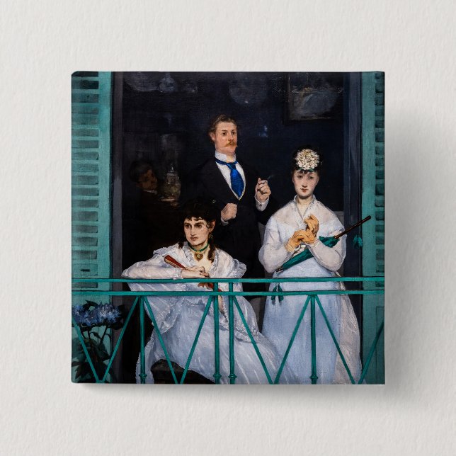 Bóton Quadrado 5.08cm Edouard Manet - Balcony / Le Balcon (Frente)