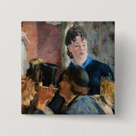 Bóton Quadrado 5.08cm Edouard Manet - garçonete servindo cerveja