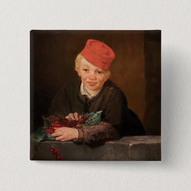 Bóton Quadrado 5.08cm Edouard Manet - Menino com Cerejas (Frente)