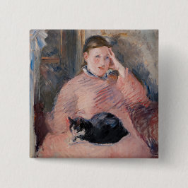 Bóton Quadrado 5.08cm Edouard Manet - Mulher com um Gato