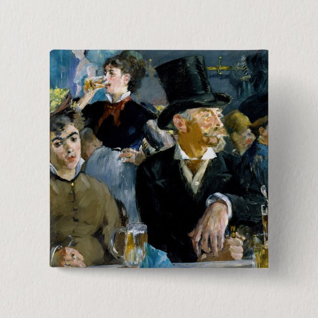 Bóton Quadrado 5.08cm Edouard Manet - No Café (Frente)