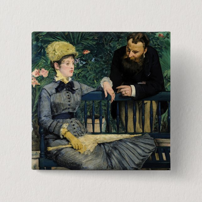 Bóton Quadrado 5.08cm Edouard Manet - No Conservatório (Frente)