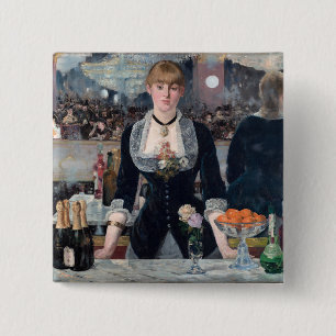 Bóton Quadrado 5.08cm Edouard Manet - Um Bar no Folies-Bergere