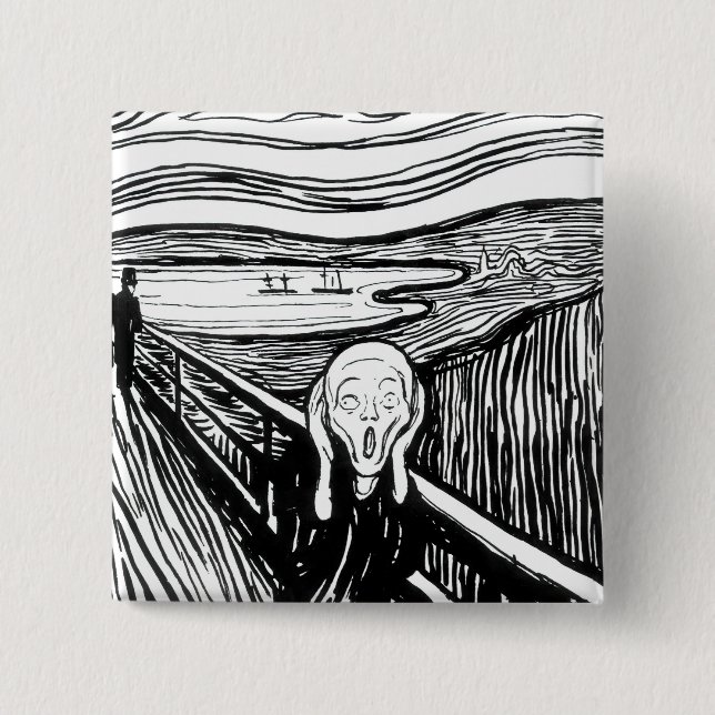 Bóton Quadrado 5.08cm Edvard Munch - A litografia do Gritar (Frente)