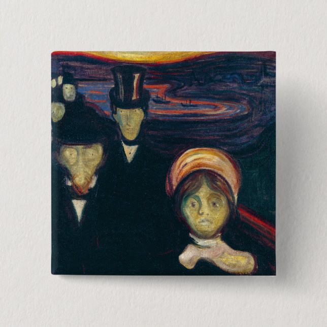 Bóton Quadrado 5.08cm Edvard Munch - Ansiedade (Frente)