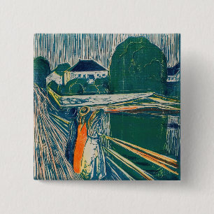 Bóton Quadrado 5.08cm Edvard Munch - As Meninas na Ponte, Lithógrafo