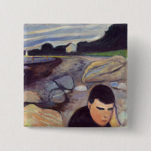 Bóton Quadrado 5.08cm Edvard Munch - Melancholy