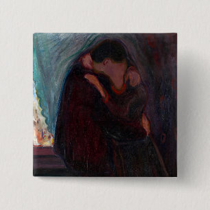Bóton Quadrado 5.08cm Edvard Munch - O Beijo