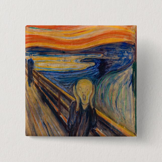 Bóton Quadrado 5.08cm Edvard Munch - O Gritar 1893 (Frente)