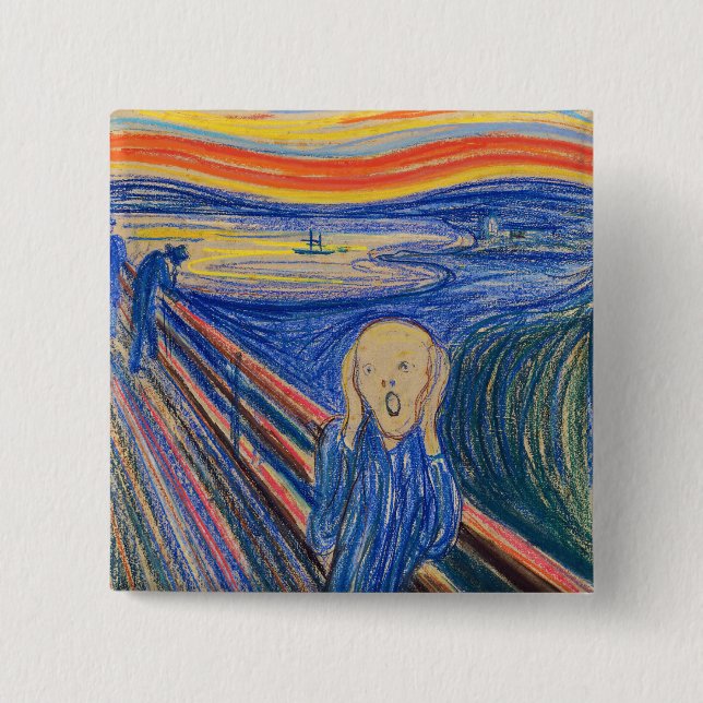 Bóton Quadrado 5.08cm Edvard Munch - O Gritar 1895 (Frente)