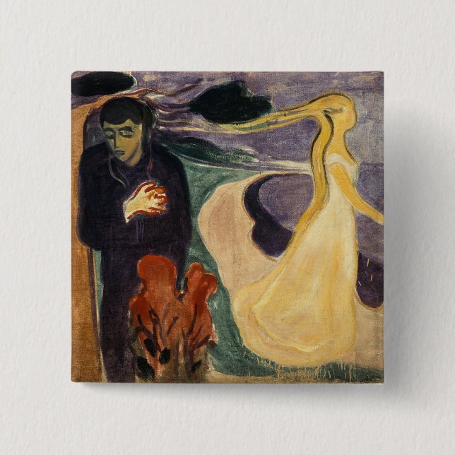 Bóton Quadrado 5.08cm Edvard Munch - Separação (Frente)