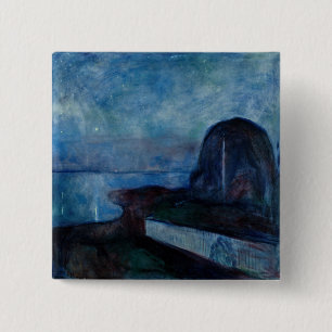 Bóton Quadrado 5.08cm Edvard Munch - Starry Night 1893