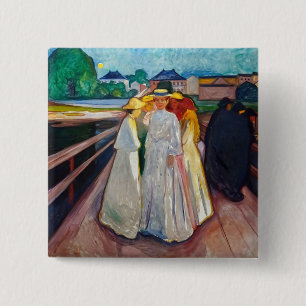 Bóton Quadrado 5.08cm Edvard Munch - The Girls on the Bridge 1903