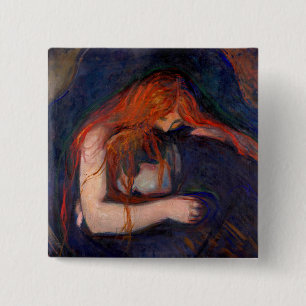 Bóton Quadrado 5.08cm Edvard Munch - Vampiro / Amor e Dor