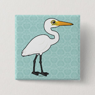 Bóton Quadrado 5.08cm Egret do excelente de Birdorable