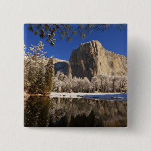 Bóton Quadrado 5.08cm El Capitan se reflete no rio Merced em